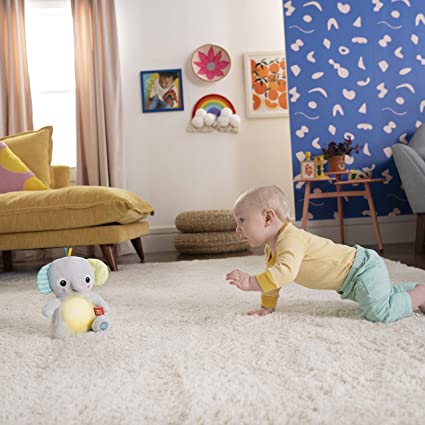 Bright Starts HugaBye Baby Musical Light Up Soft Toy Newborn+, Elephant - Image 3
