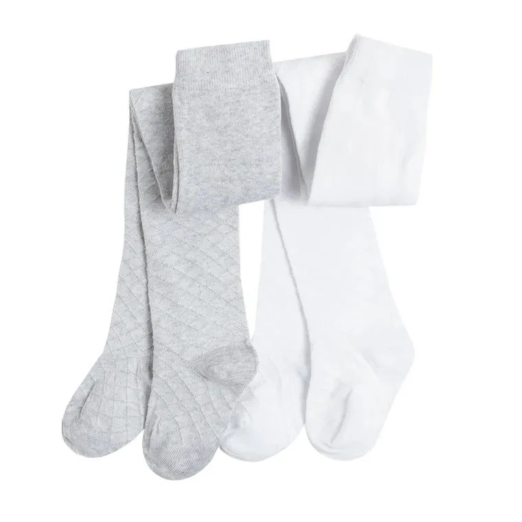 Cool Club, Tights for girls, grey, white, set, 2 pcs. CC CHG2017447-00-P