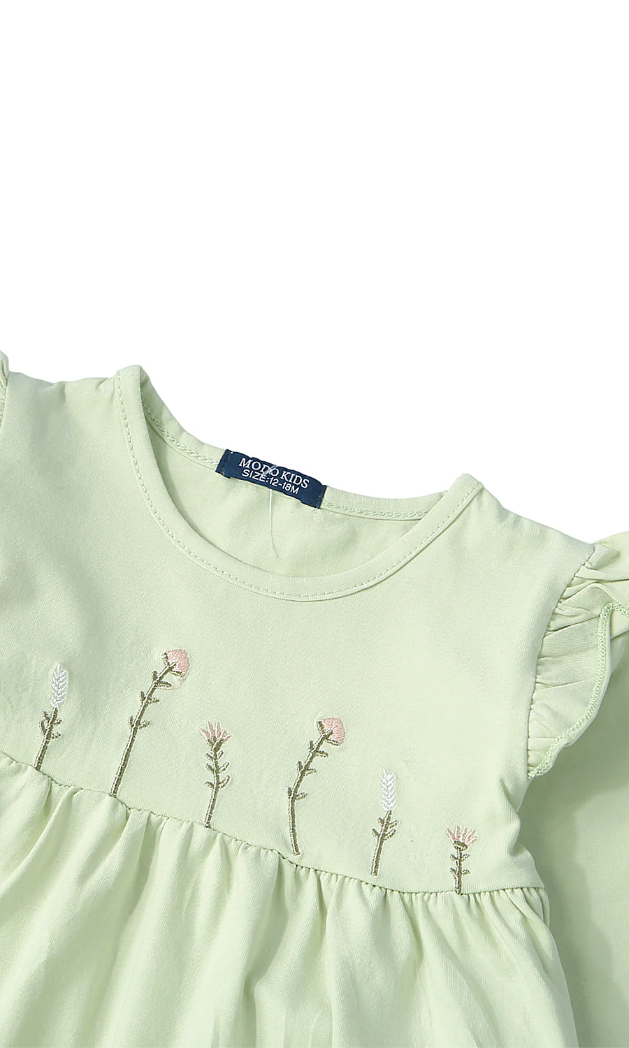 Girls 2 Pcs Suit Green Grey Summer Comfortable Wear - Image 2