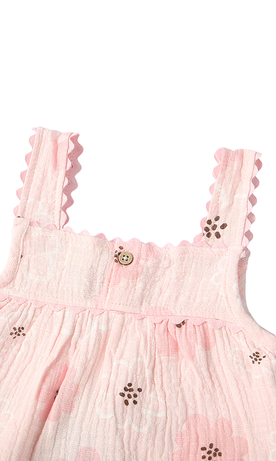 Girls 2 Piece Summer Suit Blush Pink Watercolour Daisy Eyelet Print Ric-Rac Cami Shorts Set - Image 2