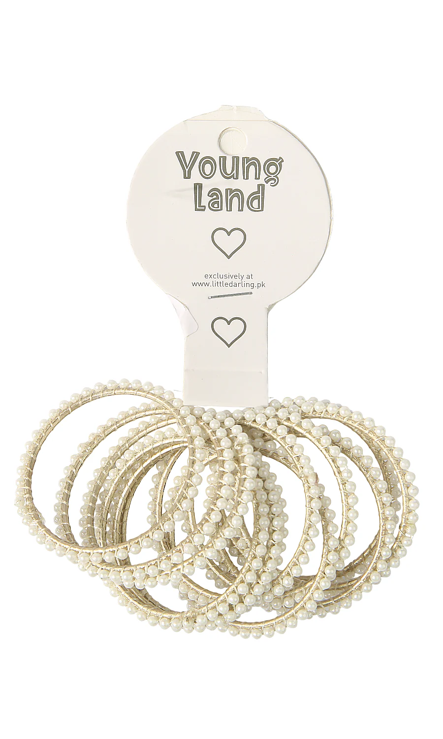 Girls Bangles Set Cream Pearl Bead Gold Metal Slim Stacking Bangles Young Land