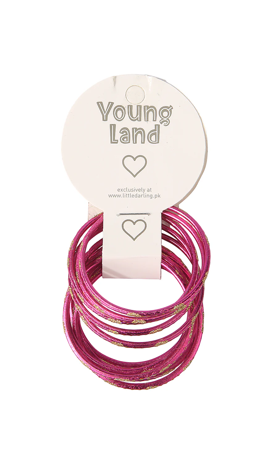 Girls Bangles Set Fuchsia Pink Gold Heavy Glitter Metallic Slim Wire Stacking Young Land