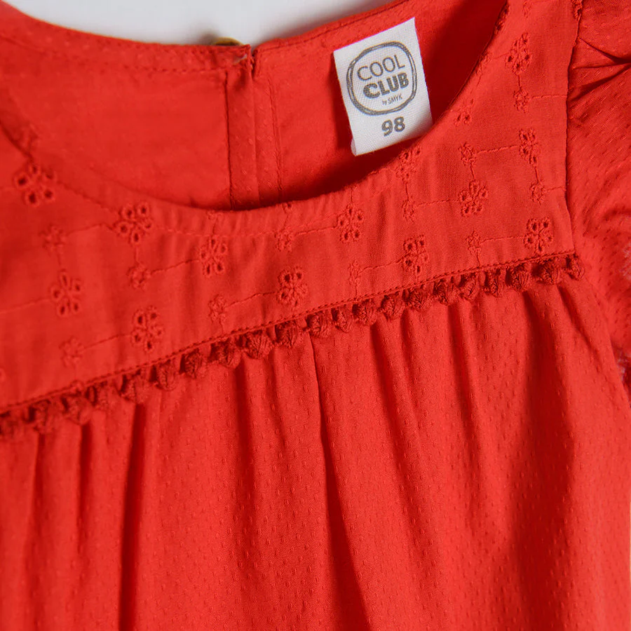 Girl's Blouse With Short Sleeves Red English Embroidery CC CCG2411988 - Image 2