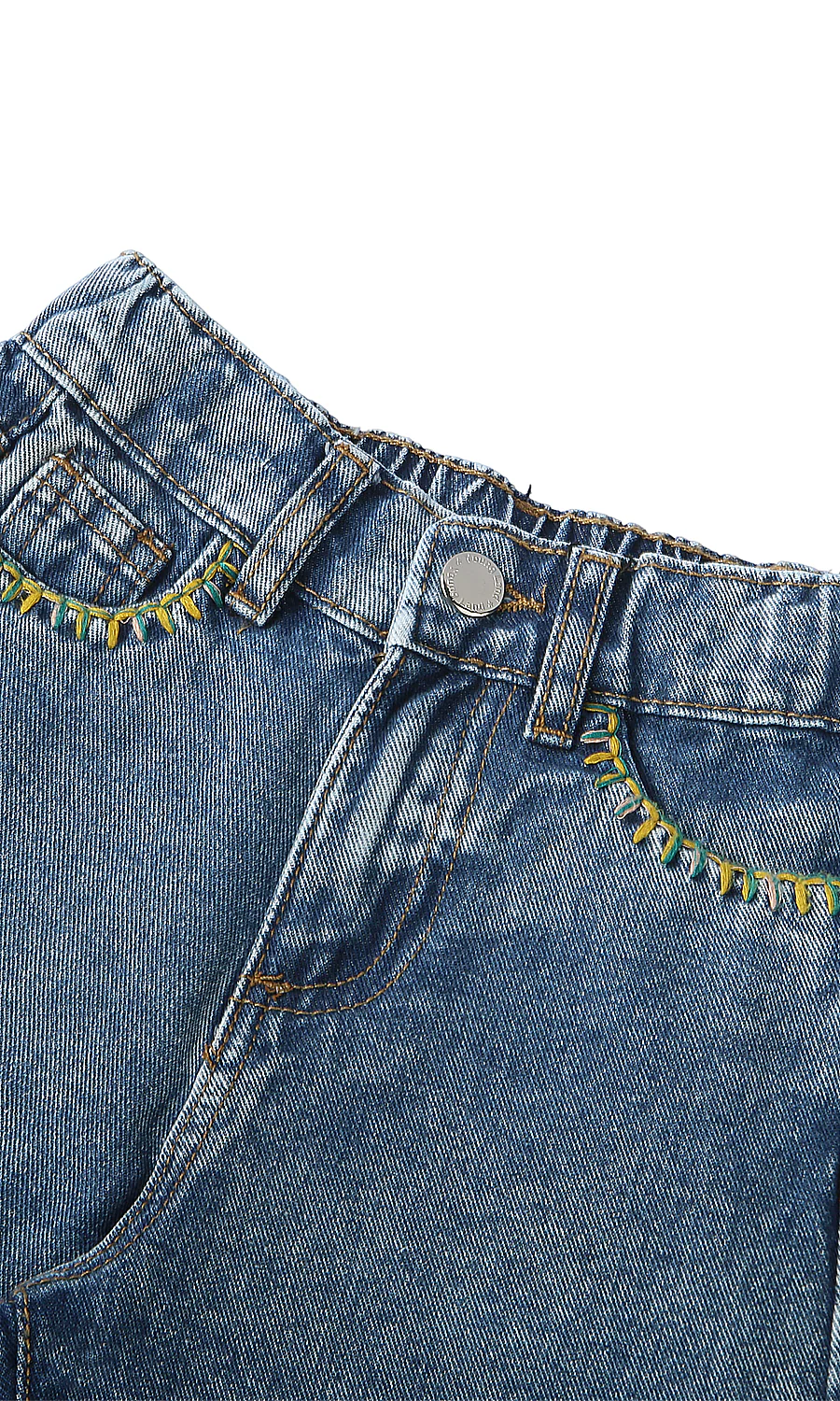 Girls Blue Denim Capri Jeans with Contrast Stitch Detail - Image 2