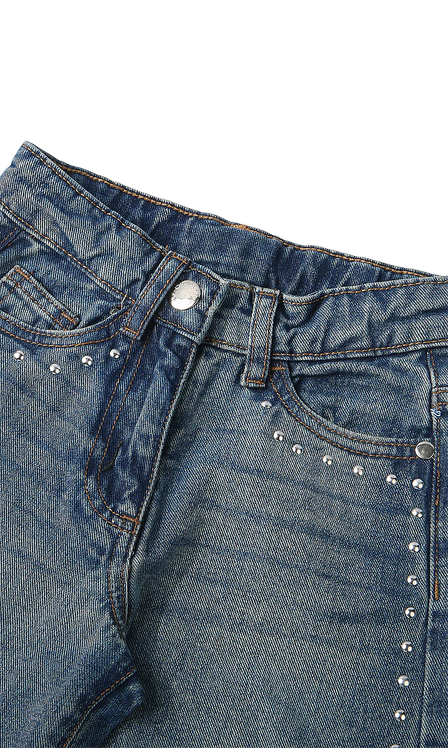 Girls Blue Denim Jeans with Stud Detail - Image 2