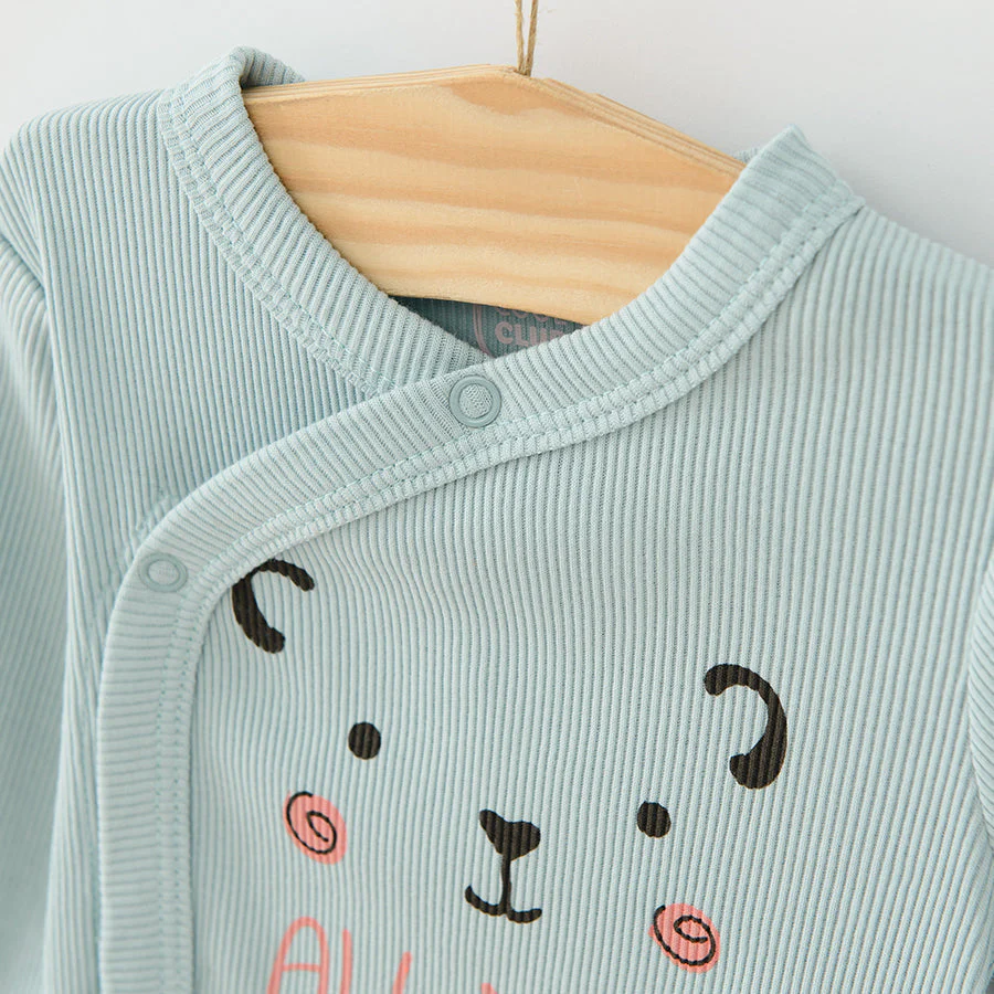 Girl's Body with Long Sleeves Ribbed Ecru Blue Set 2 Pcs CC CNG2500343 00 - Image 4