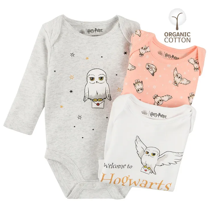 Girl's Bodysuit with Long Sleeves Organic Cotton Mix Harry Potter Set 3 Pcs CC LUG2500250 00