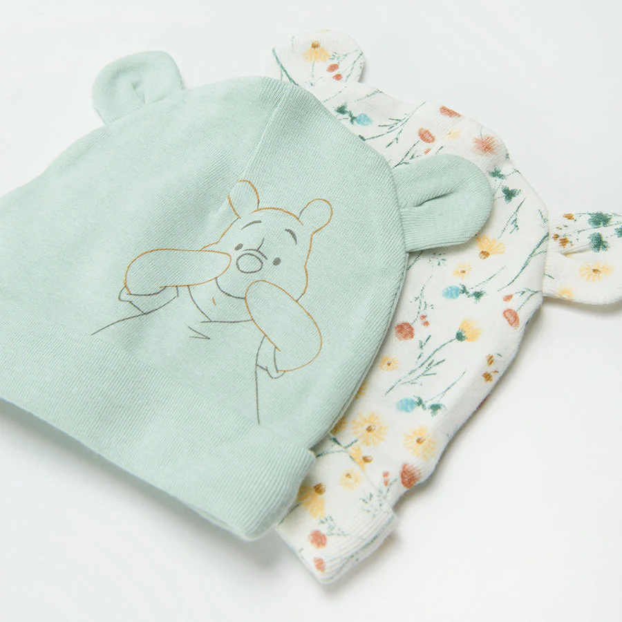 Girl's Cap Organic Cotton Mint Ecru Winnie The Pooh Set 2 Pcs CC LAG2401131 00 - Image 4