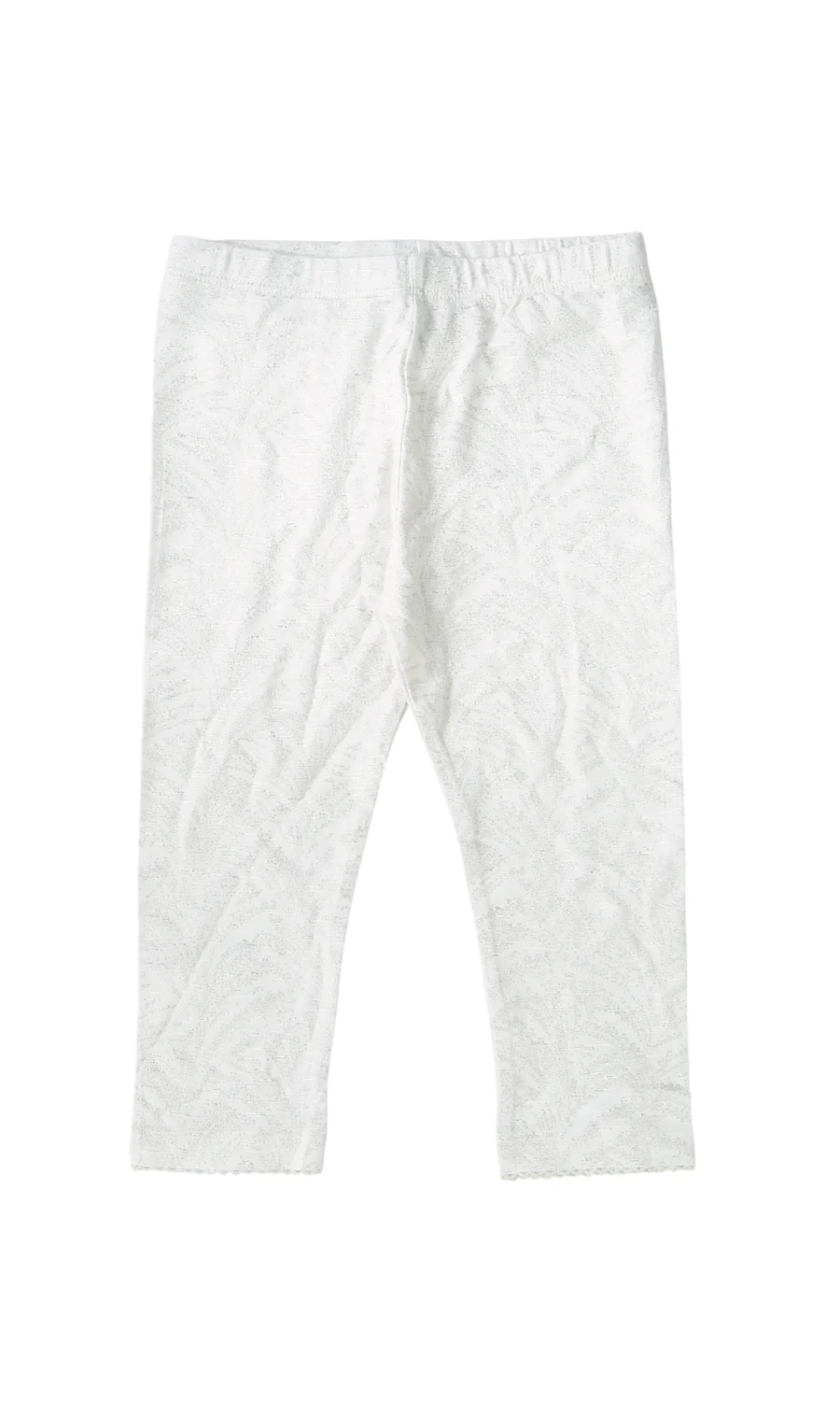 Girls Cotton Leggings White Self Textured
