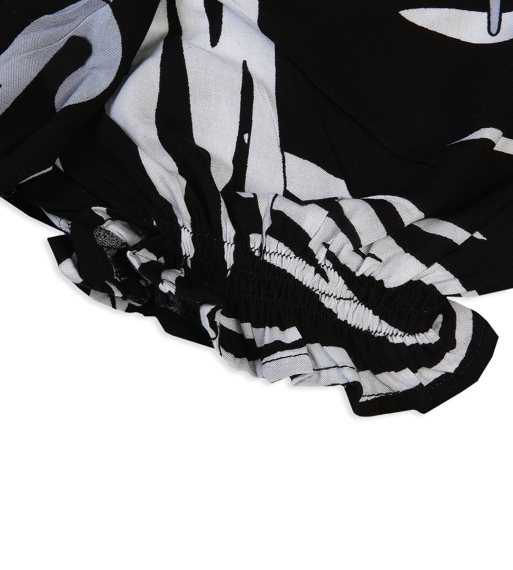 Girls Linen Printed Frock - Black - Image 3