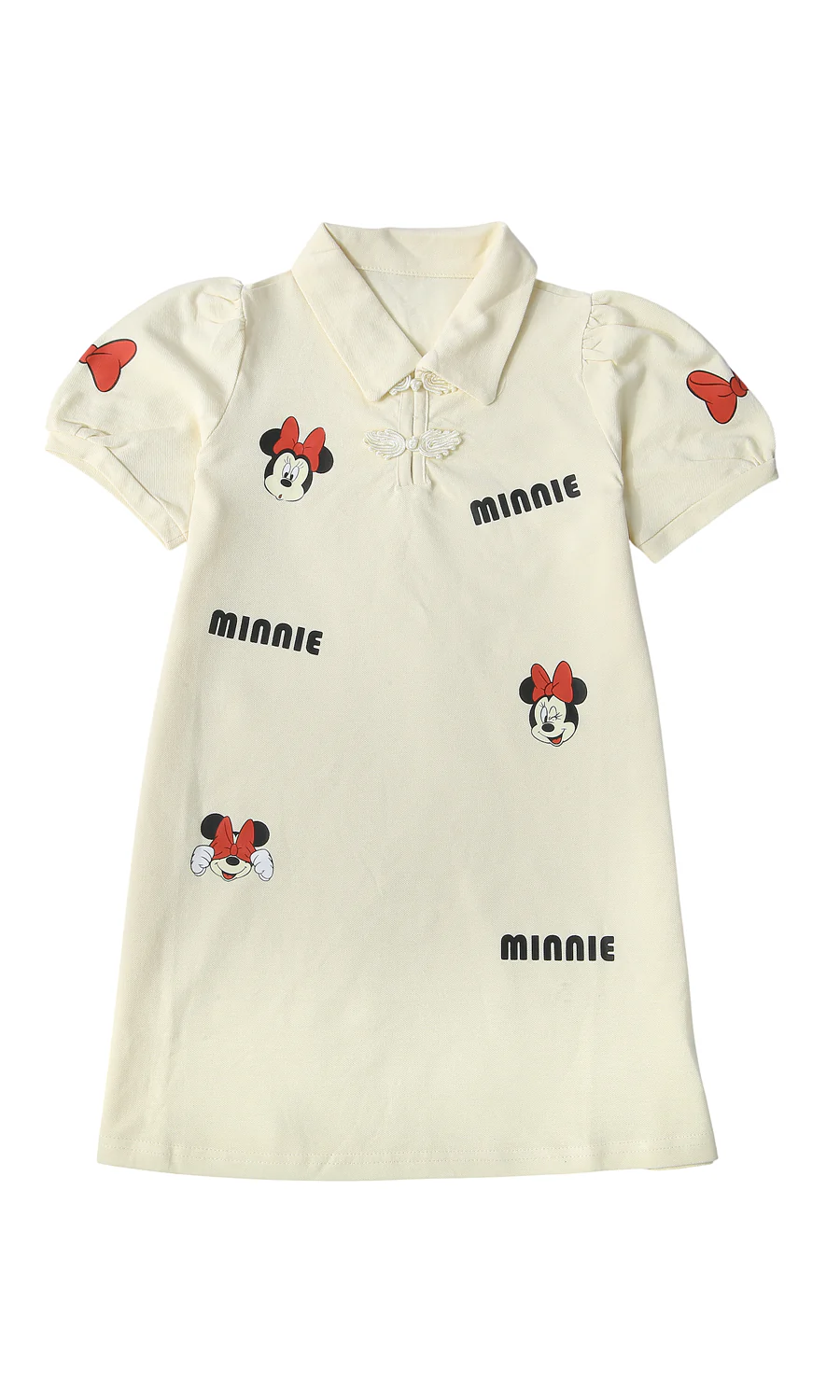 Girls Cream Cartoon Mouse Print Frock