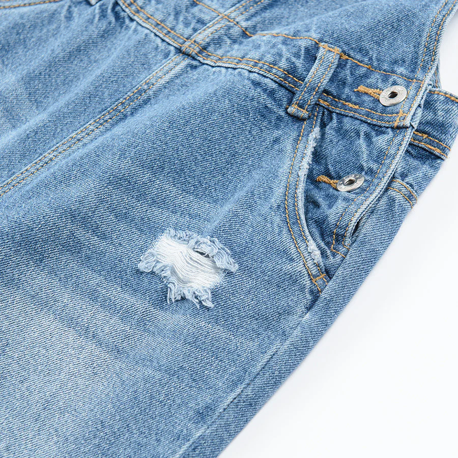 Girl's Denim Dangri Denim - Image 3