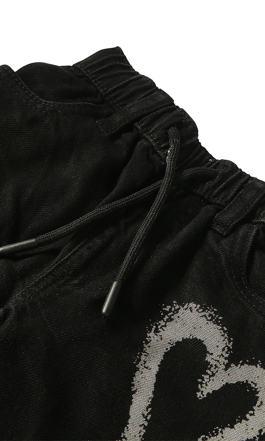 Girls Denim Pants Black Heart Print - Image 3
