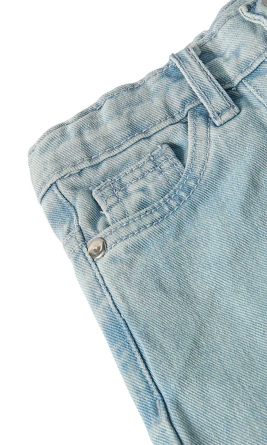 Girls Denim Pants Light Blue Doodle Print - Image 3