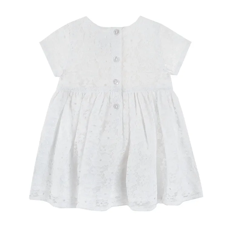 Girl's Dress With Short Sleeves Lace White CC CCG2400665 - Image 2