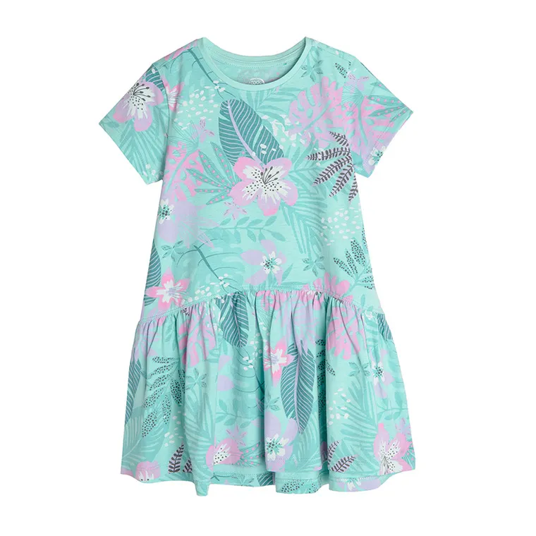 Girl's Dress With Short Sleeves Mint Plants CC CCG2412178