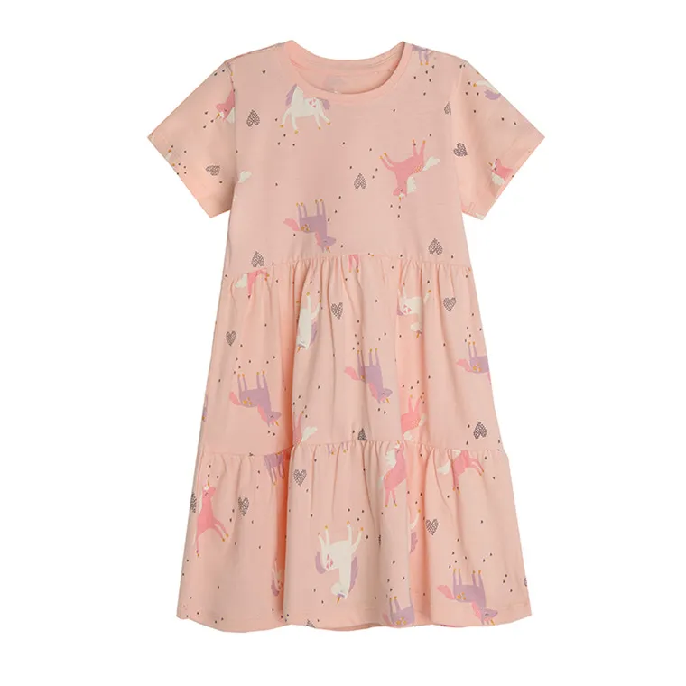 Girl's Dress With Short Sleeves Pink CC CCG2410702