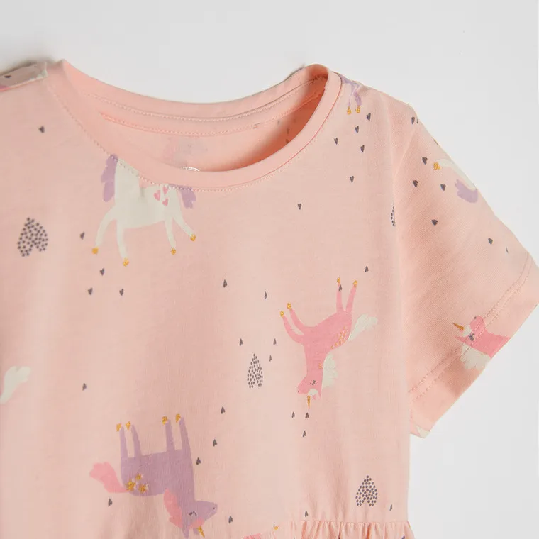 Girl's Dress With Short Sleeves Pink CC CCG2410702 - Image 2