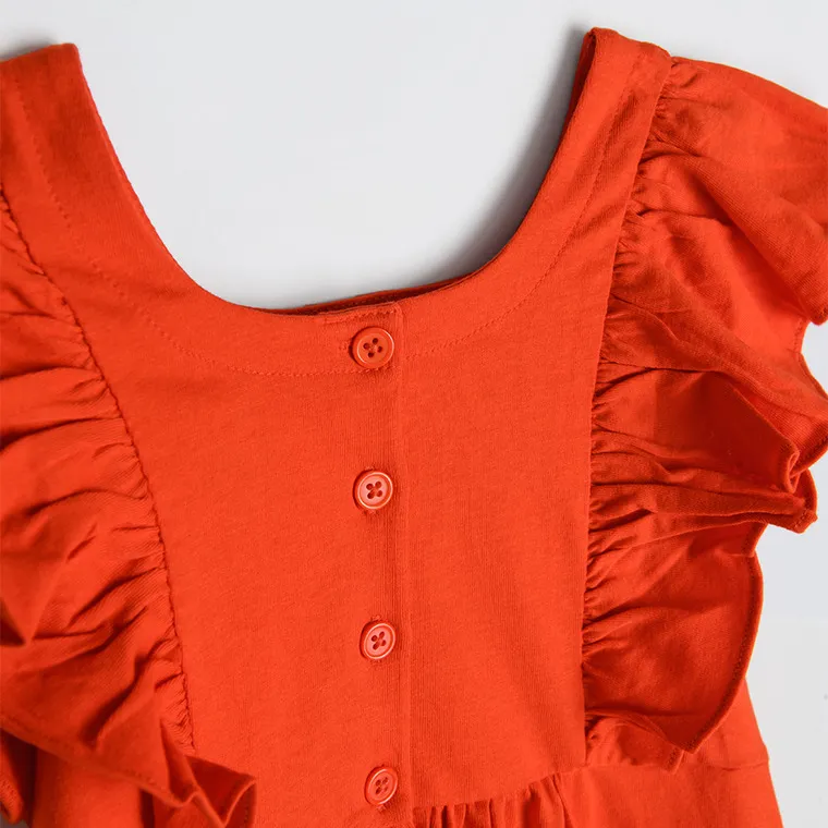 Girl's Dress With Short Sleeves Red CC CCG2412003 - Image 4