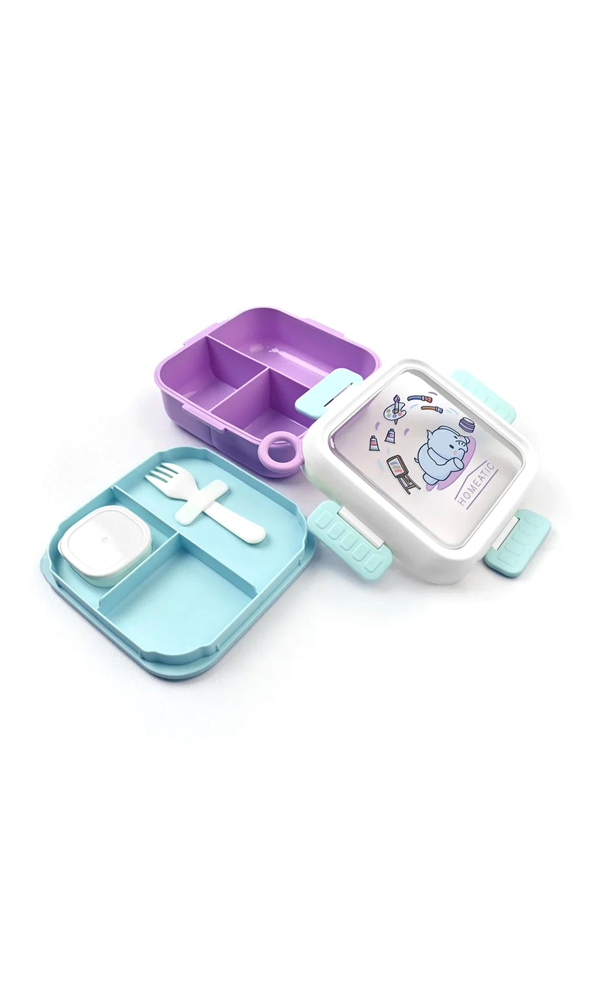 School Lunch Box Elephant Cartoon Purple - Image 2