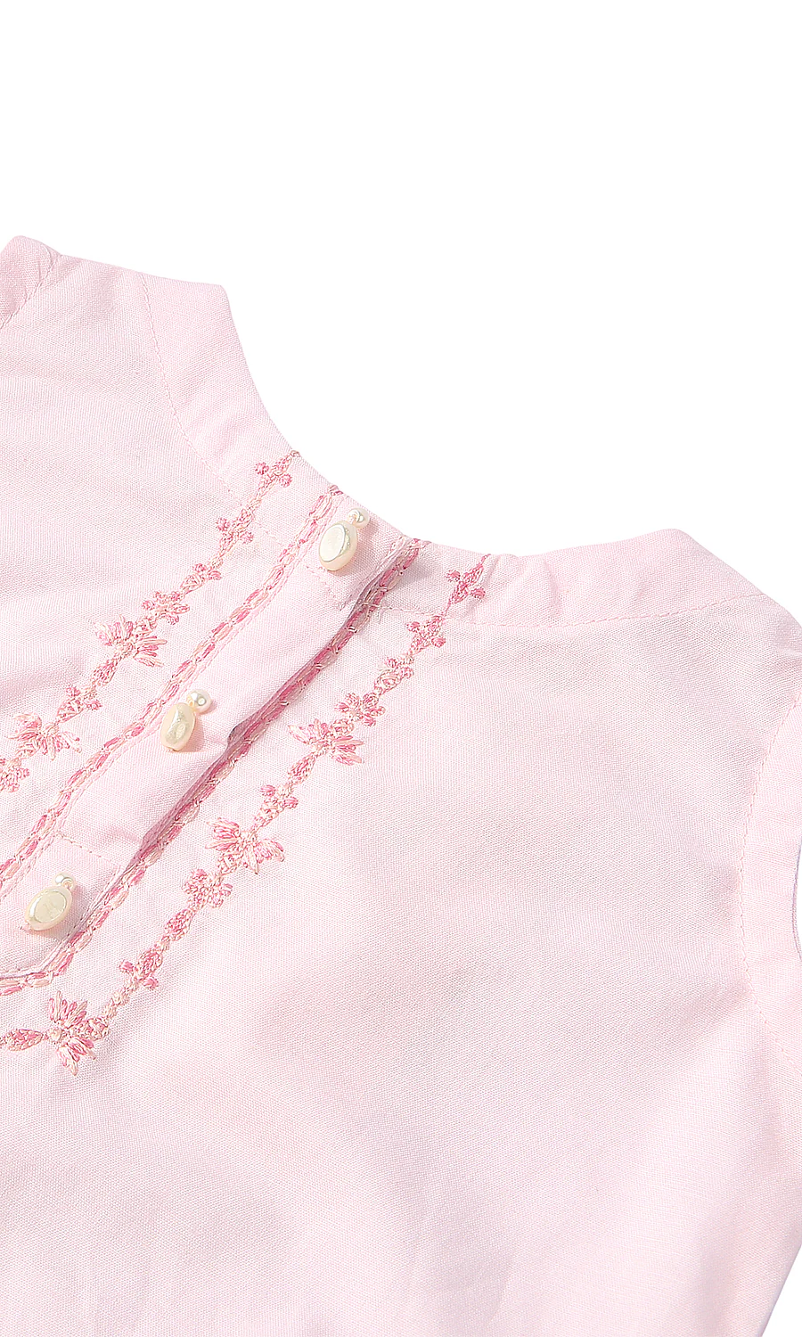 Girls Embroidered Kameez Shalwar Light Pink - Image 2