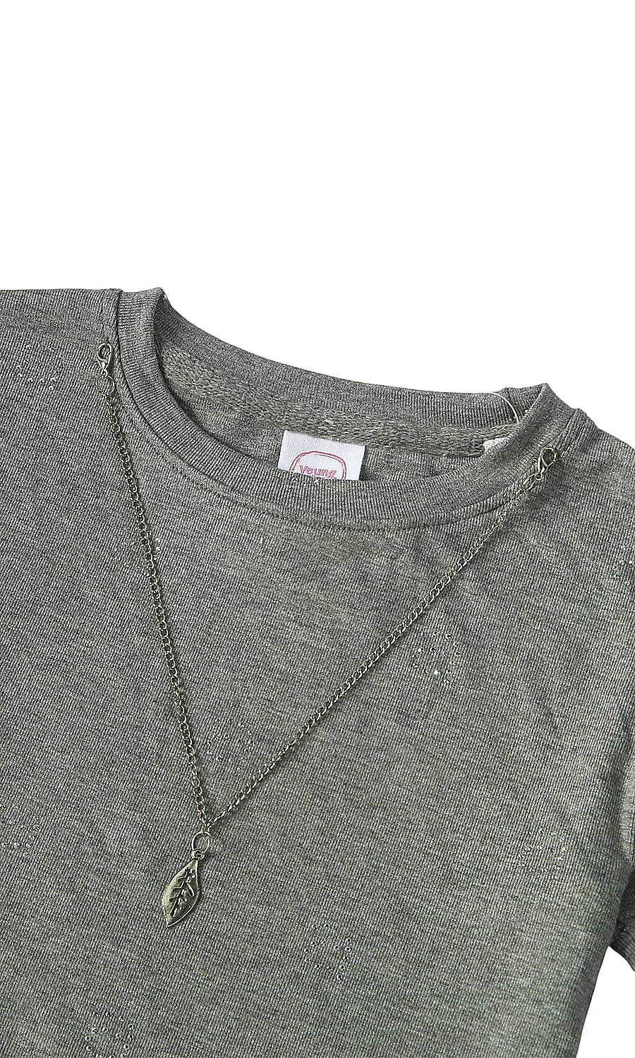 Girls Foil Print Drawstring T-Shirt Olive Green - Image 2