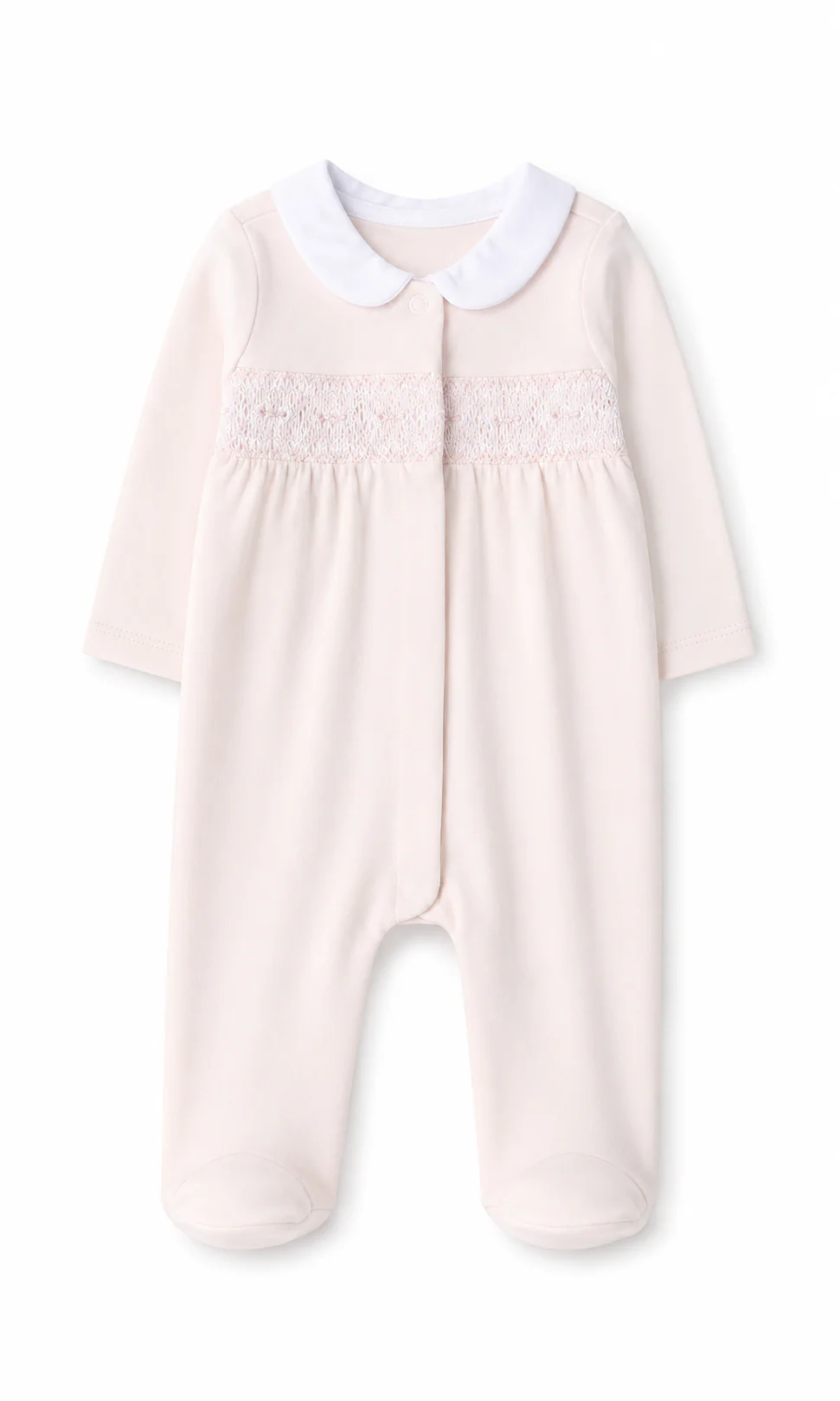 Girls Footed Romper Cream Smocked