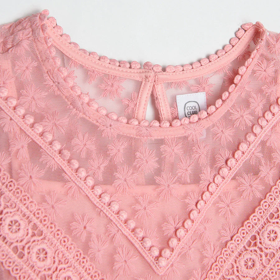 Girls Frock Pink - Image 2