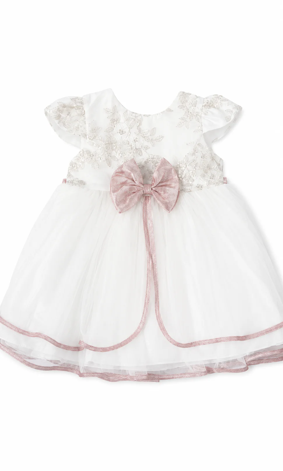 Girls Frock White Floral Embroidered