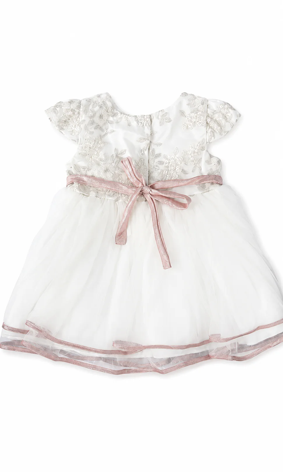 Girls Frock White Floral Embroidered - Image 2