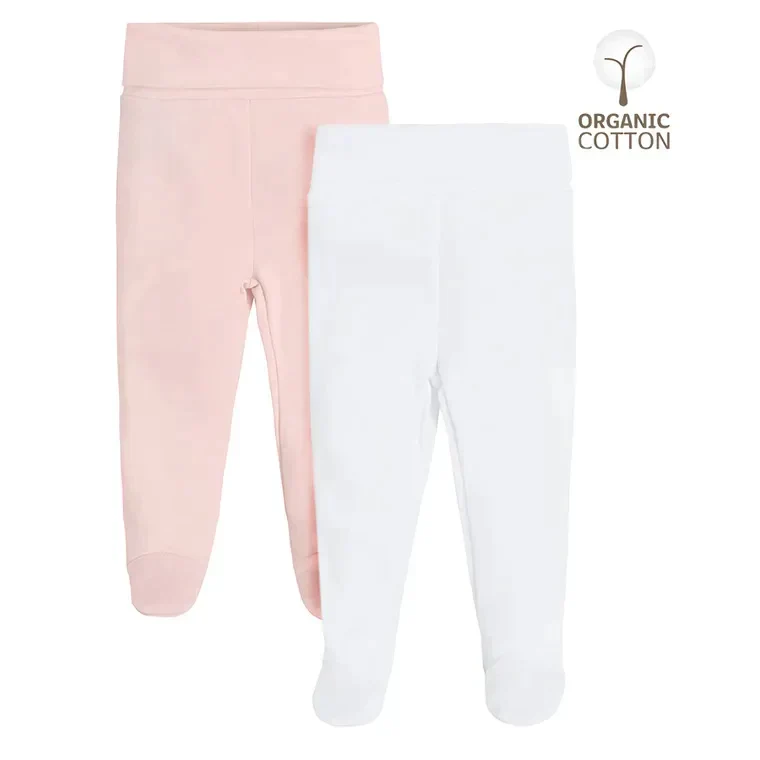 Girl's Half Rompers Organic Cotton Pink White, Set 2 Pcs CC CUG2301916