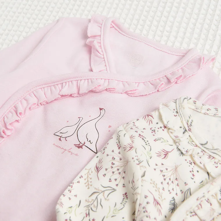 Girl's Jacket Organic Cotton Pink Ecru Set 2 Pack CC CNG2500337 00 - Image 2