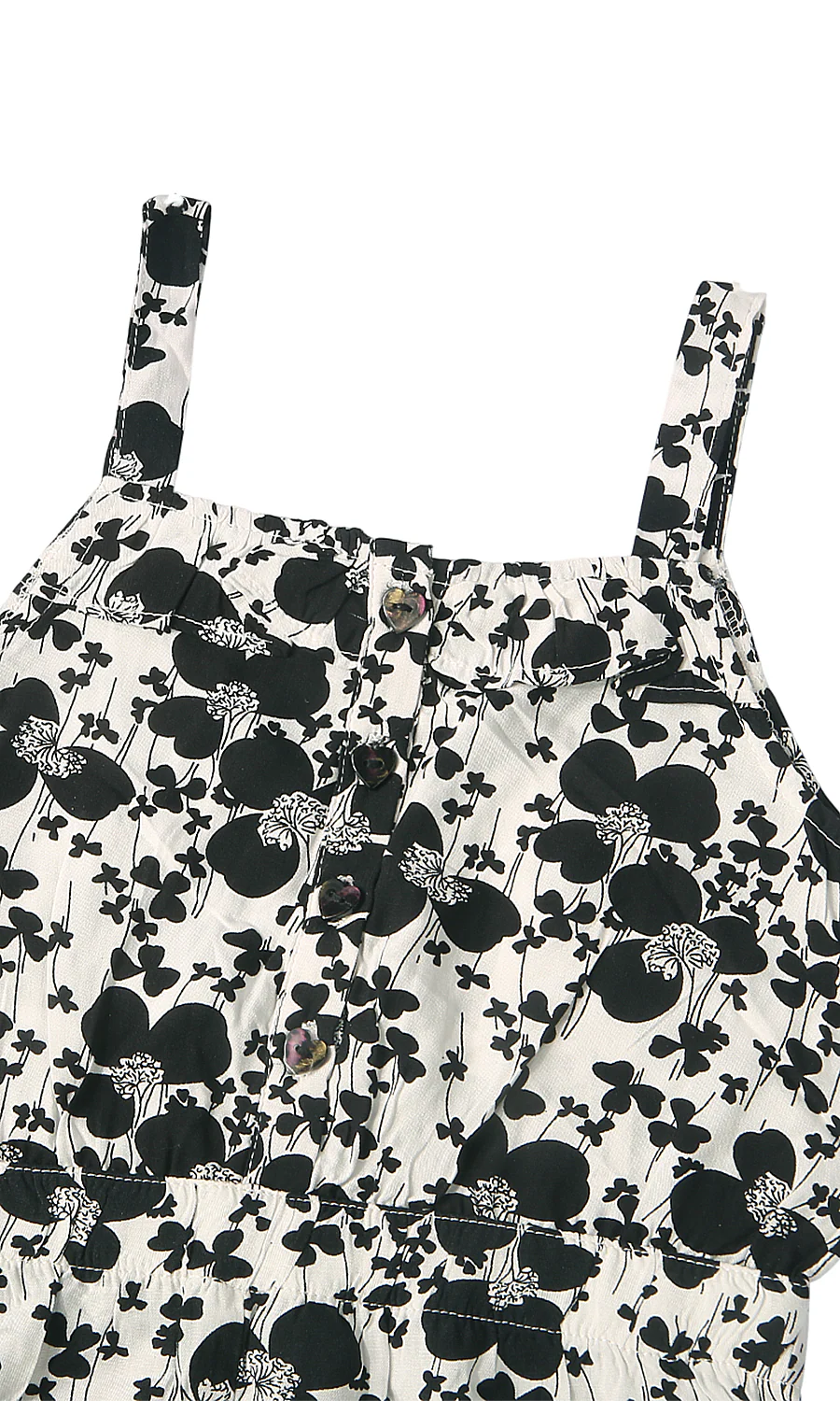 Girls Jumpsuit White Black Large Floral Pansy All Over Print - Image 2