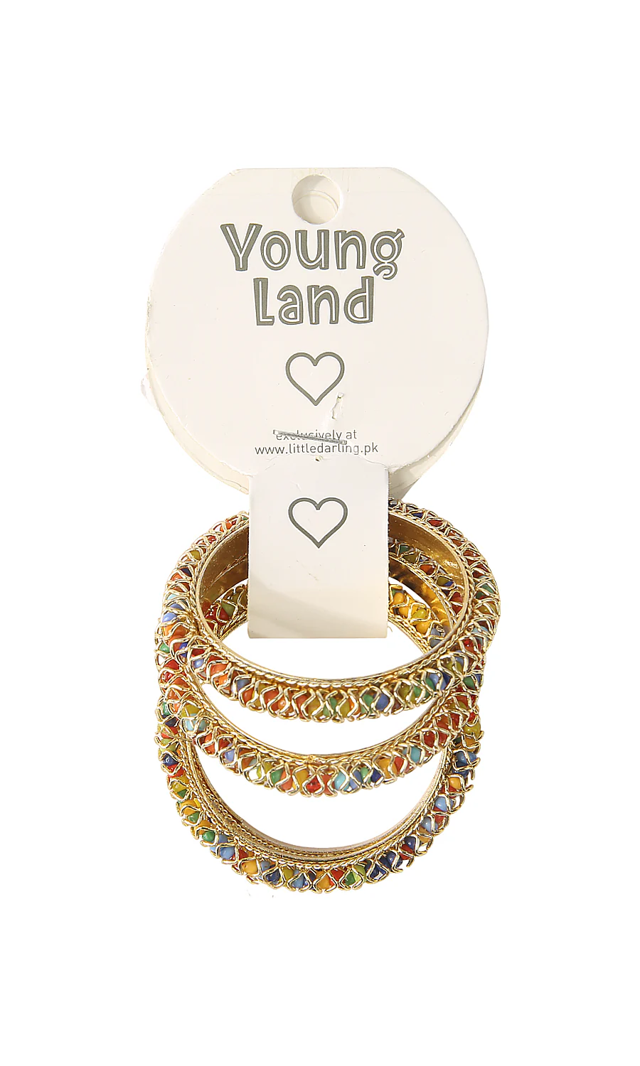 Girls Kara Set Of 3 Multicolour Enamel Gold Lattice Mesh Rainbow Festive Bangles