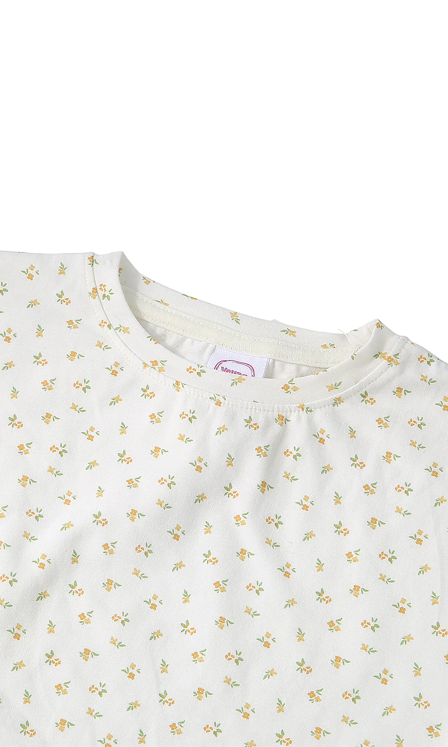 Girls Lace Trim T-Shirt Off White Ditsy Floral Print - Image 2