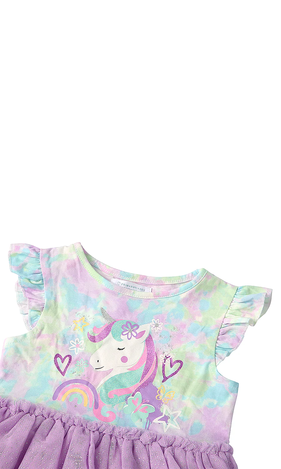Girls Lavender Unicorn Print Tulle Frock - Image 2