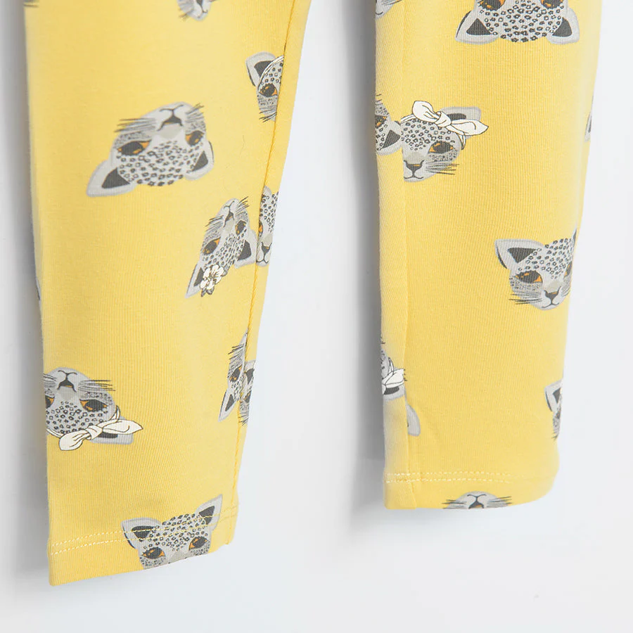 Girl's Leggings Mix Yellow Navy Blue Set 2 Pack - Image 3
