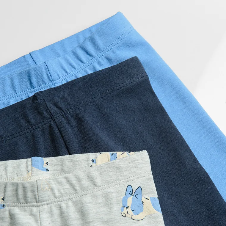 Girl's Leggings Sky Blue Navy Blue Gray Set 3 Pack - Image 6
