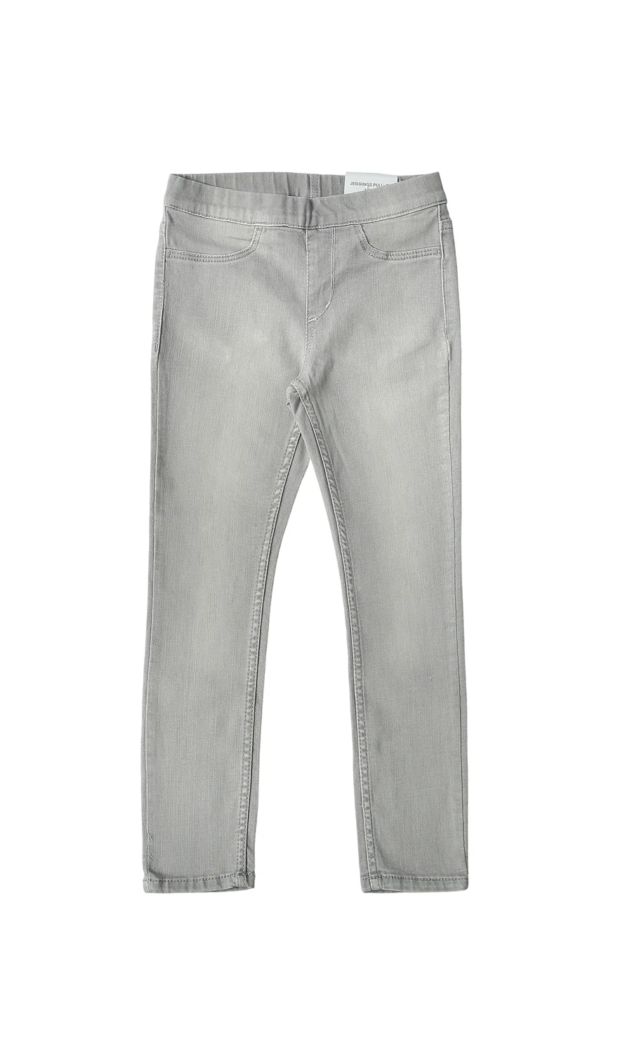 Girls Light Grey Denim Jeggings Pull-On