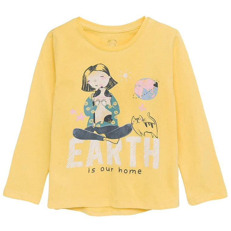 Girl's Long Sleeved Blouse Organic Cotton Yellow CC CCG2511060
