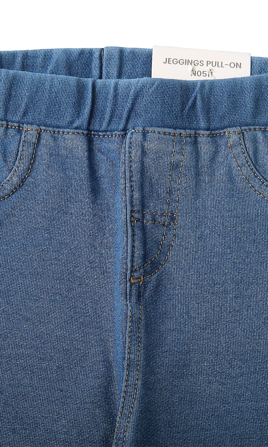 Girls Medium Blue Solid Denim Jeggings Pull-On - Image 2