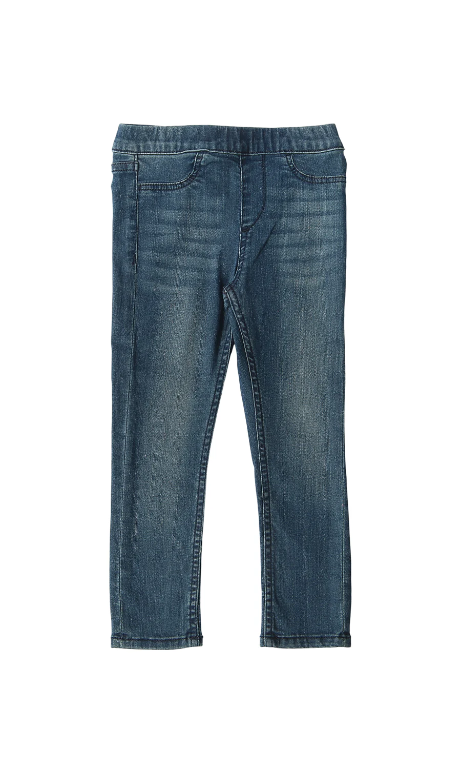 Girls Mid Blue Washed Denim Jeggings Pull-On