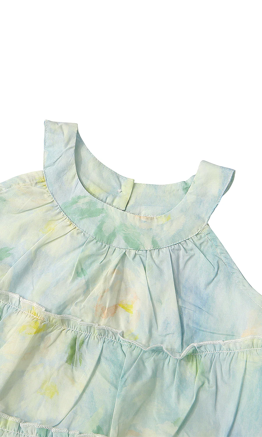 Girls Mint Tie-Dye Floral Sleeveless Top White Shorts & Bag 3 Piece Suit - Image 2