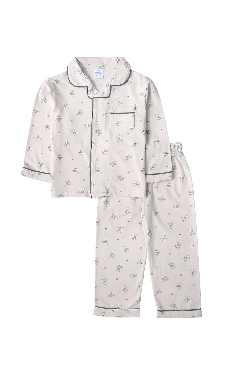 Girls Night Suit Cream Teddy Bear Print