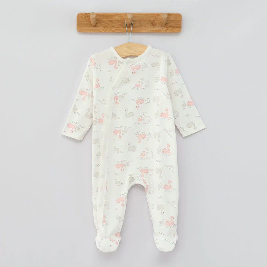 Girls Onesie Organic Cotton Mix Swans Romper Set 2 Pcs CC CUG2400558 00 - Image 2
