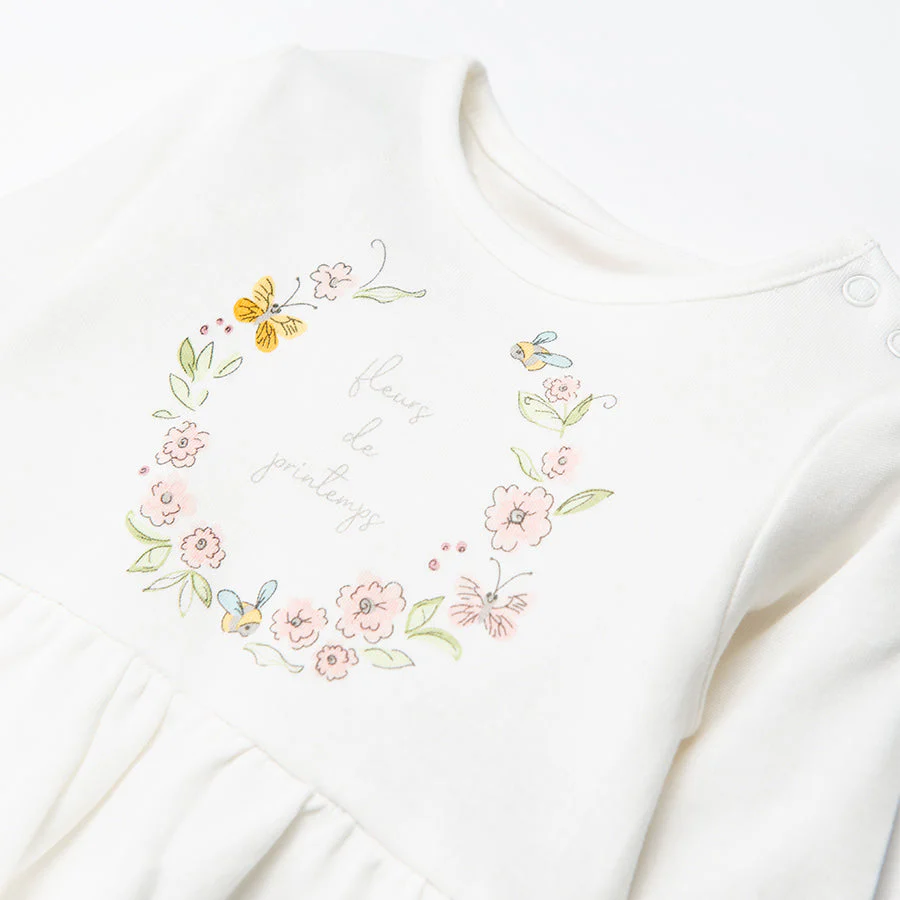 Girl's Organic Cotton Bodysuit with Trouser Set 3 Pcs CC CNG2401098 - Image 3