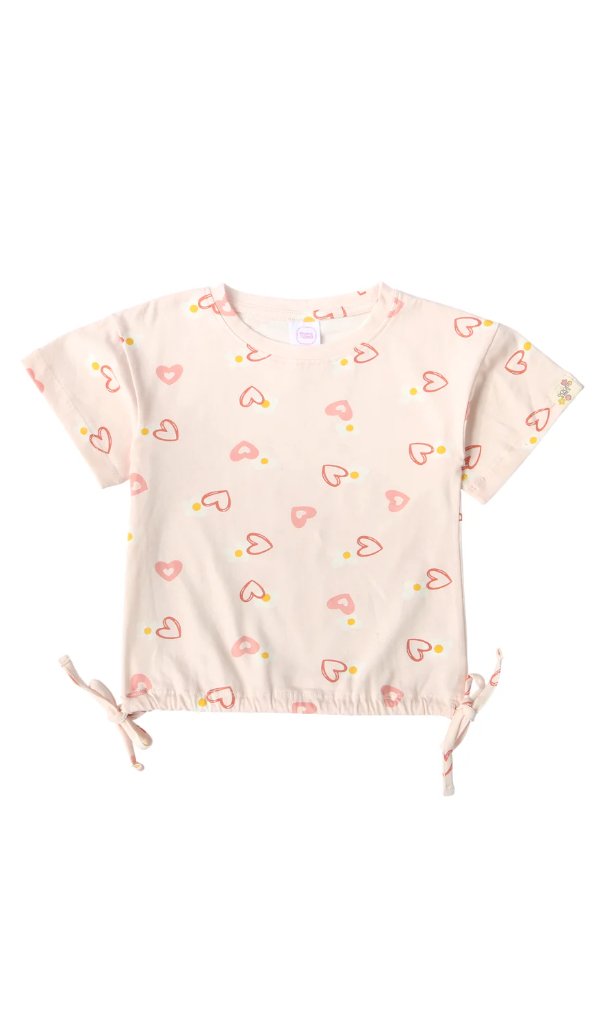 Girls Pack of 2 T-Shirts Heart Print & Floral Ruffle Sleeve - Image 4