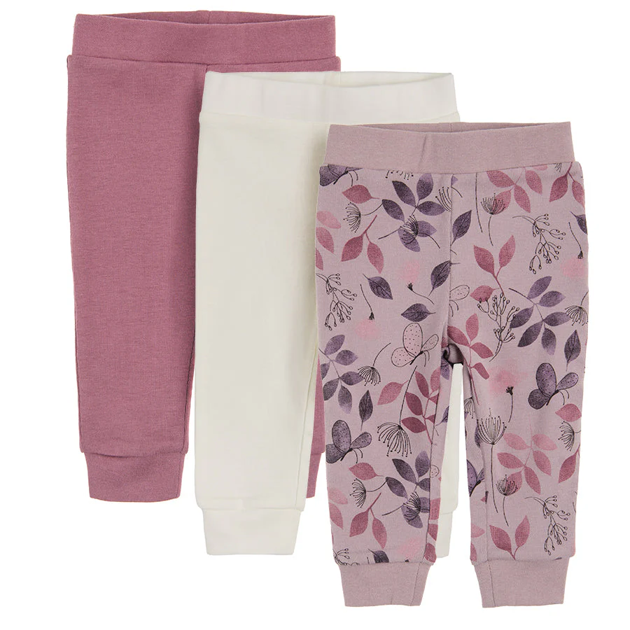 Girl's Pants White Purple Set of 3 CC CNG2501004-00