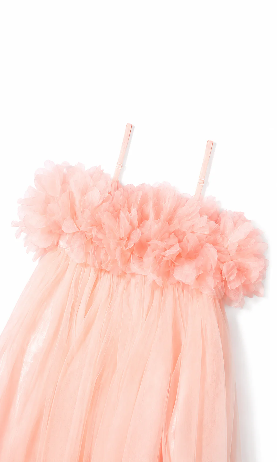 Girls Party Wear Frock Blush Pink 3D Floral Petal Chiffon - Image 3