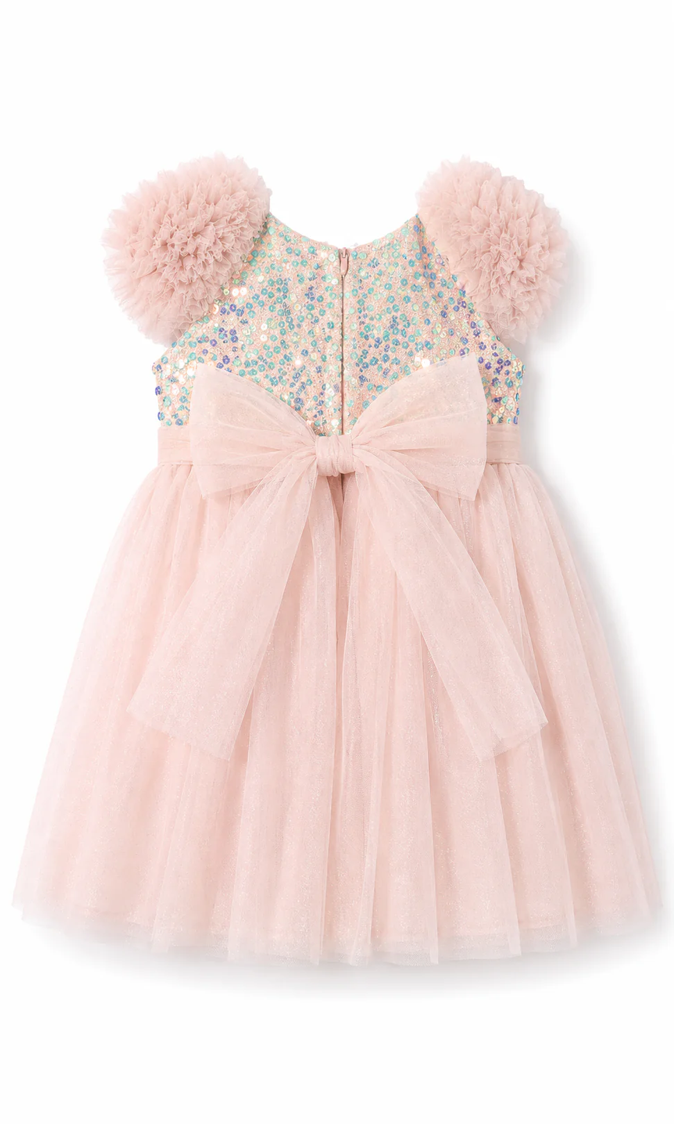 Girls Party Wear Frock Blush Pink Embellished Tulle - Image 3